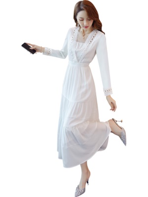 气质白色连衣裙女夏季2025新款超仙长裙三亚旅行海边度假沙滩裙子