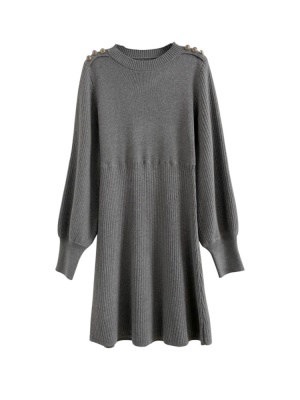 收腰软糯白色气质小香风毛衣连衣裙2025新款秋冬打底配大衣的内搭