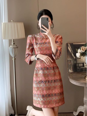 新中式改良旗袍连衣裙女高级感小个子修身显瘦气质轻奢国风小礼服