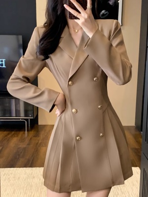 高端职业装干练西装连衣裙春秋新款高级感修身显瘦气质女神范裙子