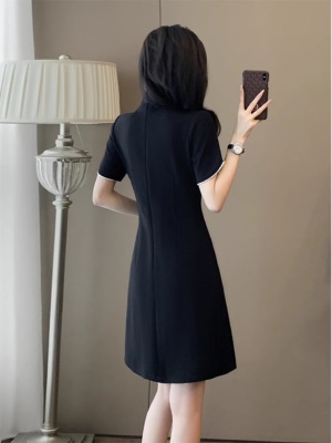 黑色新中式国风连衣裙显瘦气质修身开衩旗袍小黑裙子女装夏季新款