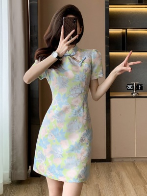 小个子新中式连衣裙短款女夏季新款2025高级感气质国风旗袍裙改良