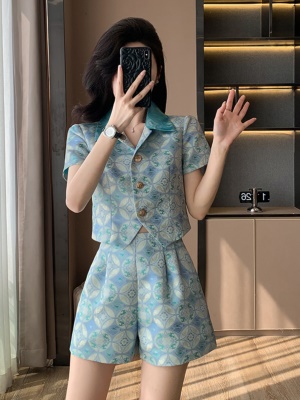 2025春夏季新款时尚气质国风两件套显高短裤高级感气质套装小个子