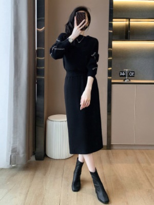 2025秋冬新款名媛气质针织小香风毛衣套装裙半身裙子两件套高级感