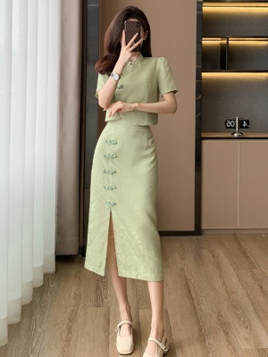 新中式国风改良旗袍套装裙子女2025夏季新款高端气质半身裙两件套