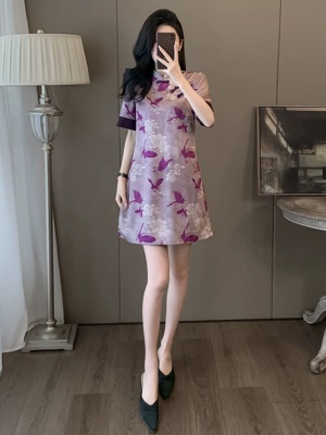 高档新中式国风旗袍连衣裙女夏季显瘦气质宽松遮肚子减龄洋气裙子