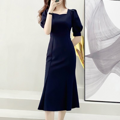 法式高级感红色连衣裙女夏名媛宴会气质修身订婚礼服裙子平时可穿