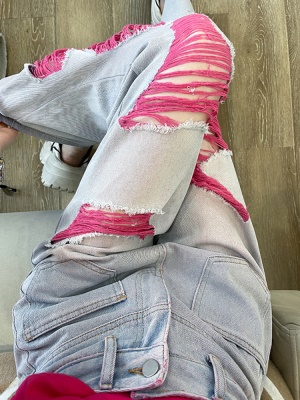 多巴胺活力休闲套装女夏炸街洋气短T恤牛仔阔腿裤时尚穿搭两件套