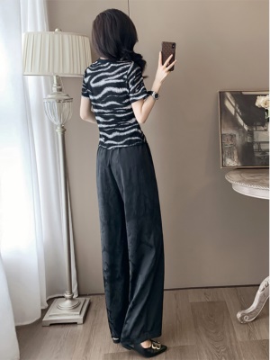 高级感休闲套装时髦洋气显瘦上衣两件套奢华国风阔腿裤中式女裤夏