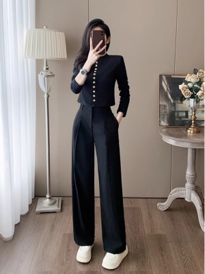 高级感气质小香风套装女秋季穿搭一整套针织外套垂感西装裤两件套