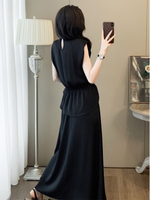 高级感黑色时尚套装裙女夏穿搭洋气显瘦百搭休闲上衣半身裙两件套