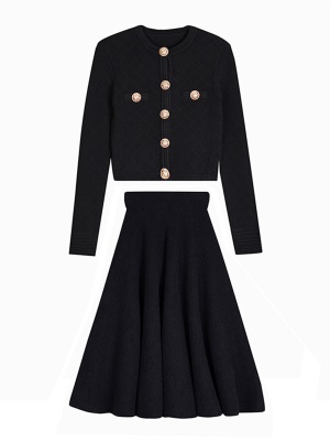 高级感2025新款秋冬装气质名媛小香风毛衣针织开衫套装裙两件套女