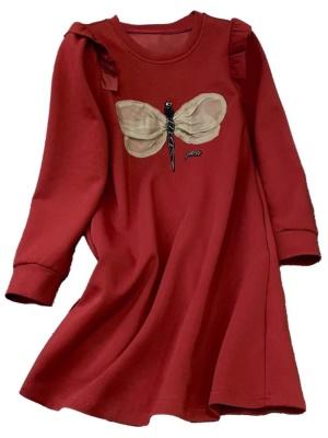 新年红色连衣裙女2025新款秋冬季高级感洋气时尚气质过年打底裙子