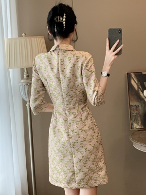 新中式国风高级感连衣裙女装2025秋季新款早秋气质礼服收腰旗袍裙