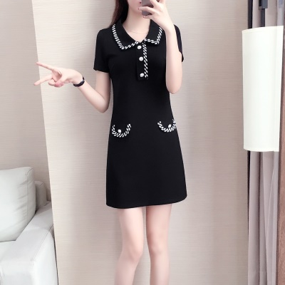 娃娃领连衣裙矮小个子短款流行赫本小黑裙轻熟风心机小白裙短裙子