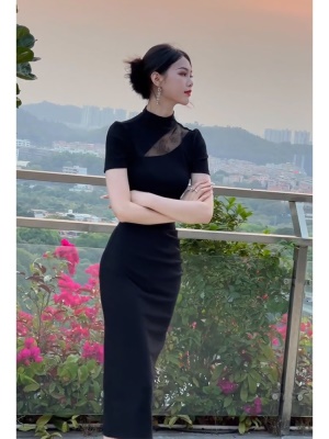 改良旗袍高级感气质修身显瘦赫本风包臀礼服连衣裙女夏季2025新款