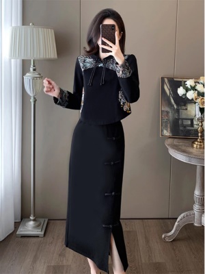 新中式国风旗袍套装裙春季秋款女装2025新款洋气时尚半身裙两件套