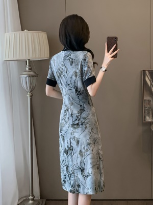 夏季新款高档中式国风连衣裙女显瘦气质改良版开衩旗袍裙优雅礼服