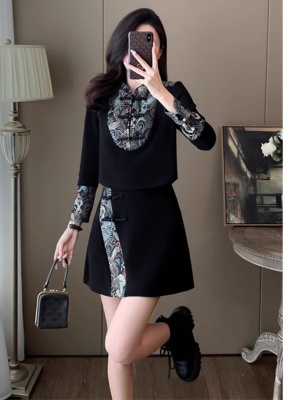 2025新款女中国风旗袍套装裙春装气质高级感小个子中式短裙两件套