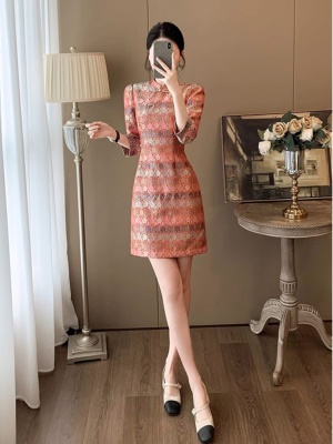 新中式改良旗袍连衣裙女高级感小个子修身显瘦气质轻奢国风小礼服