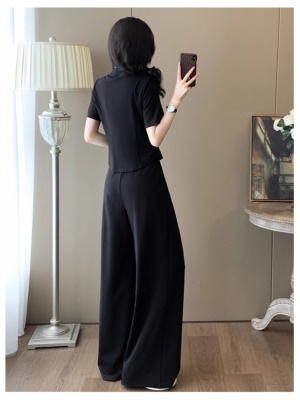 新中式国风休闲运动套装女夏季2025新款修身旗袍上衣阔腿裤两件套