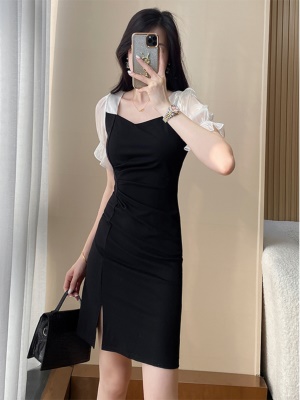 法式高端黑色连衣裙女士2025新款夏季大气时尚气质小个子包臀裙子