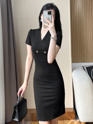 裙子女夏天黑色法式显瘦OL包臀裙高端职业气质连衣裙2025新款夏