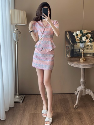 国风时尚套装今年流行两件套装新中式夏季职业包臀V领裙子高级感