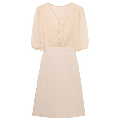 法式雪纺连衣裙女2025年夏季新款御姐女神范收腰气质修身包臀裙子