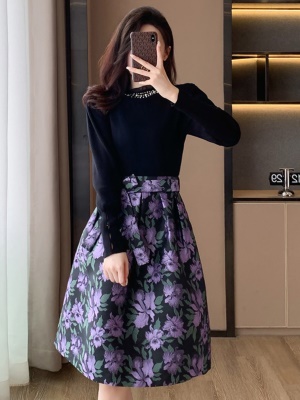 秋冬提花名媛小香风新中式针织连衣裙小个子宴会礼服高端气质小众