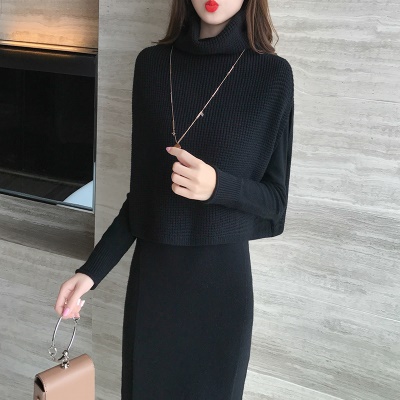 2025秋冬新款气质小香风针织打底搭配大衣连衣裙子女毛衣两件套装