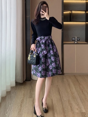 秋冬提花名媛小香风新中式针织连衣裙小个子宴会礼服高端气质小众