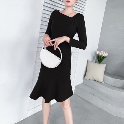 2025秋季新款气质高端修身红色鱼尾连衣裙子订婚宴会敬酒晚礼服裙