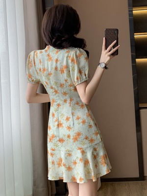 夏天改良旗袍连衣裙小个子2025新款新中式国风高级感显瘦鱼尾裙子