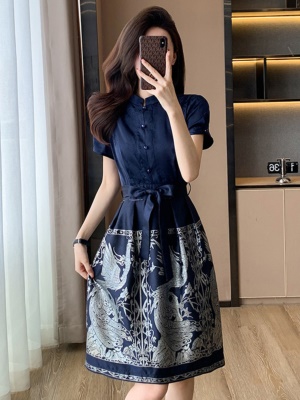 新中式汉服连衣裙子女夏季新款改良旗袍国风高端刺绣晚礼服马面裙