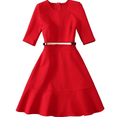 早春大红色裙子女2025新款订婚小礼服气质名媛结婚宴会收腰连衣裙