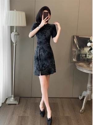 旗袍改良年轻款赫本礼服气质名媛高级感黑色新中式连衣裙子女夏季