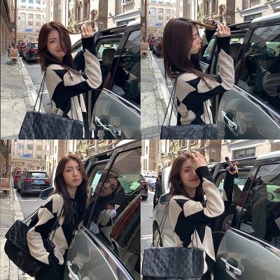 秋冬季港风复古chic配大衣小香风毛衣连衣裙子套装裙两件套女装潮