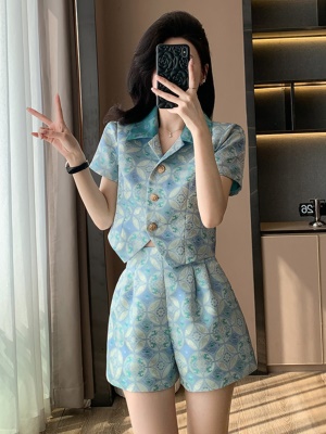 2025春夏季新款时尚气质国风两件套显高短裤高级感气质套装小个子