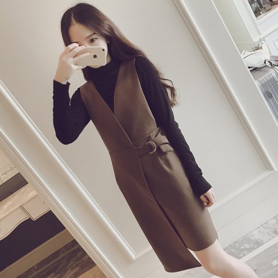小香风背带裙洋气秋冬套装早秋毛衣马甲连衣裙背心裙两件套女气质