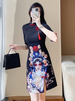 国潮旗袍连衣裙2025年新款改良女春夏小个子年轻新中式中国风女装