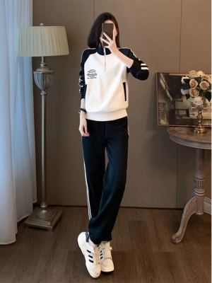 网红运动休闲套装女早秋2025新款时尚洋气减龄显瘦遮肉卫衣两件套