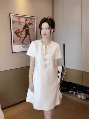 夏季新款法式白色连衣裙小个子奢华大牌高端气质名媛礼服裙子女