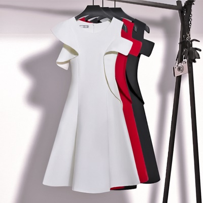 夏季露肩白色礼服裙子平时可穿轻奢法式小众高端气质小个子连衣裙