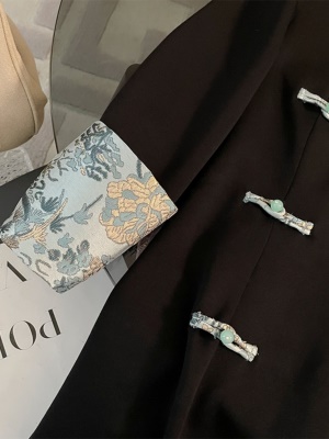 新中式国风黑色旗袍连衣裙女高级感春秋季2025新款高端名媛小黑裙