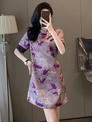 高档新中式国风旗袍连衣裙女夏季显瘦气质宽松遮肚子减龄洋气裙子