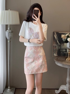 小香风休闲套装裙夏季2025新款韩系时髦减龄穿搭短袖两件套小个子