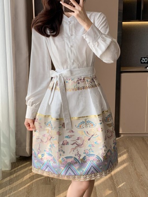 汉服女2025新款春秋新中式国风改良旗袍黑色小香风马面裙年会礼服