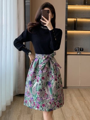 秋冬季新款a字裙女小香风针织连衣裙高级感国潮风新中式礼服气质