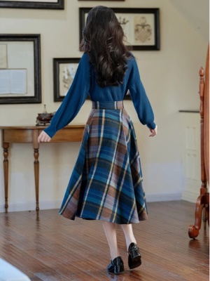 复古套装女2025秋冬新款气质小香风女神范毛呢半身裙子毛衣两件套